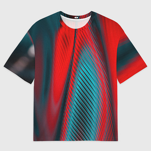 Мужская футболка оверсайз Абстрактная неоновая наноброня - Красный / 3D-принт – фото 1
