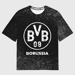 Футболка оверсайз мужская Borussia с потертостями на темном фоне, цвет: 3D-принт