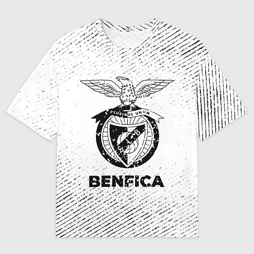 Мужская футболка оверсайз Benfica с потертостями на светлом фоне / 3D-принт – фото 1