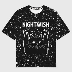 Мужская футболка оверсайз Группа Nightwish и Рок Кот