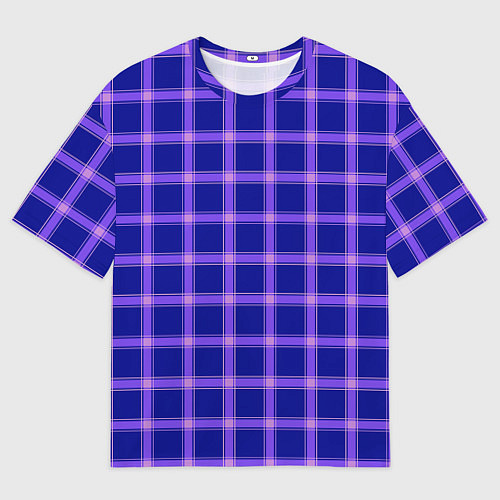 Мужская футболка оверсайз Фиолетовый клетчатый узор / 3D-принт – фото 1