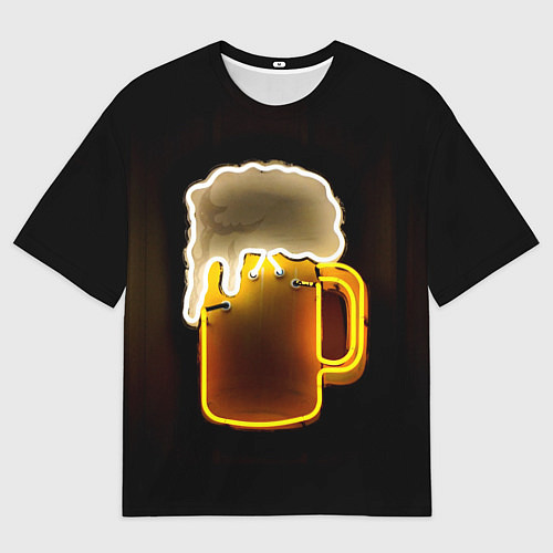 Мужская футболка оверсайз Неоновое пиво - Жёлтый / 3D-принт – фото 1