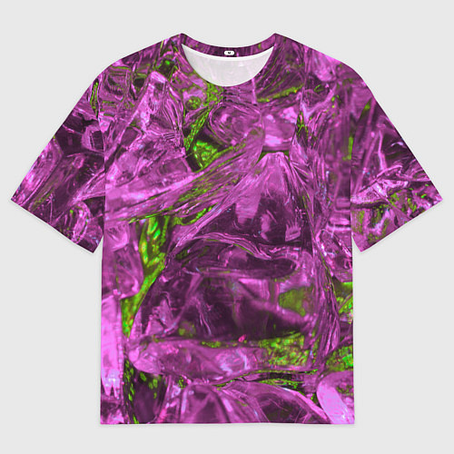 Мужская футболка оверсайз Неоновые куски льда - Розовый / 3D-принт – фото 1