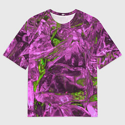 Мужская футболка оверсайз Неоновые куски льда - Розовый