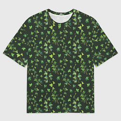 Мужская футболка оверсайз Листья зеленый плюща - паттерн