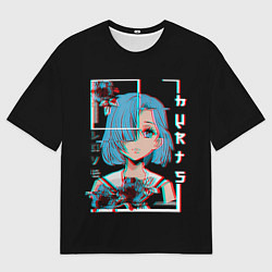 Мужская футболка оверсайз Love Anime Girl Flowers