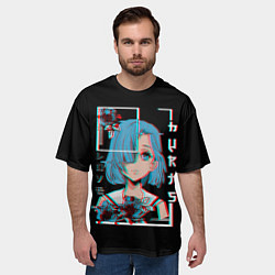 Футболка оверсайз мужская Love Anime Girl Flowers, цвет: 3D-принт — фото 2