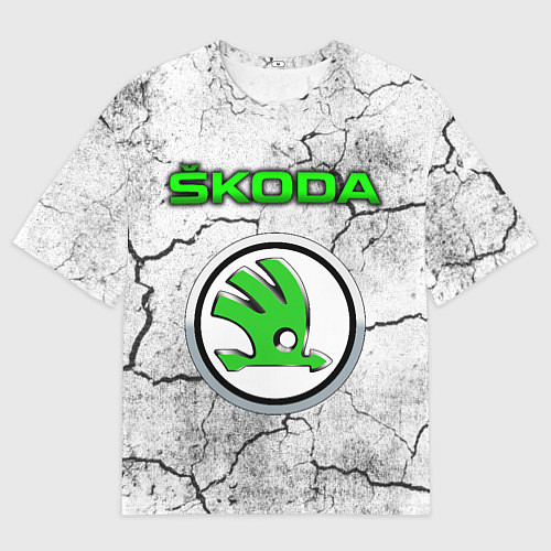 Мужская футболка оверсайз ШКОДА - Трещины / 3D-принт – фото 1