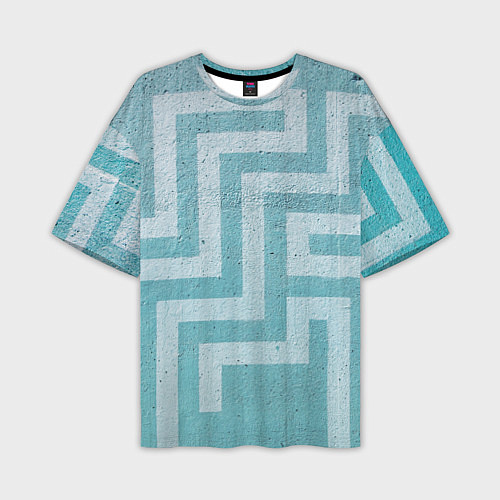 Мужская футболка оверсайз Абстрактный лабиринт на поверхности - Голубой / 3D-принт – фото 1