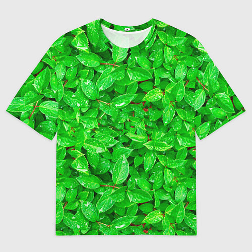 Мужская футболка оверсайз Зелёные листья - текстура / 3D-принт – фото 1