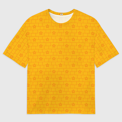 Мужская футболка оверсайз Желтые кирпичики и цветы / 3D-принт – фото 1