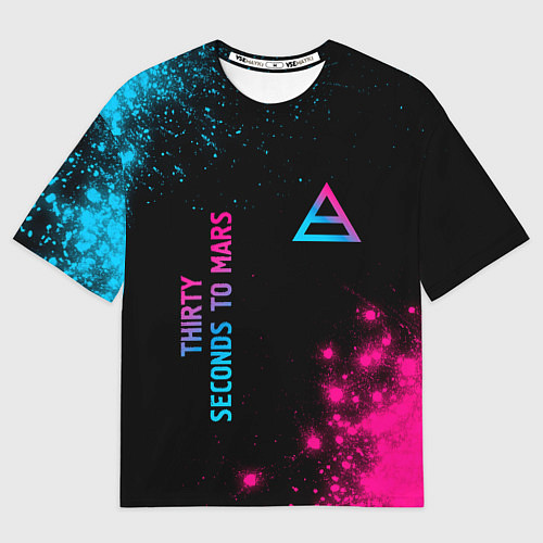 Мужская футболка оверсайз Thirty Seconds to Mars Neon Gradient / 3D-принт – фото 1