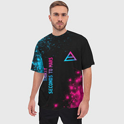 Футболка оверсайз мужская Thirty Seconds to Mars Neon Gradient, цвет: 3D-принт — фото 2