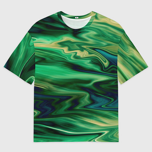 Мужская футболка оверсайз Абстрактный узор в зеленых тонах / 3D-принт – фото 1