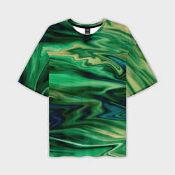 Мужская футболка оверсайз Абстрактный узор в зеленых тонах