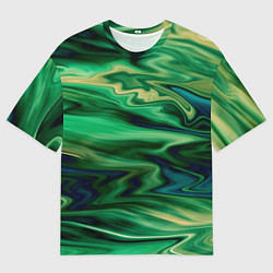Футболка оверсайз мужская Абстрактный узор в зеленых тонах, цвет: 3D-принт