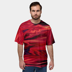 Футболка оверсайз мужская Красный абстрактный модный узор, цвет: 3D-принт — фото 2
