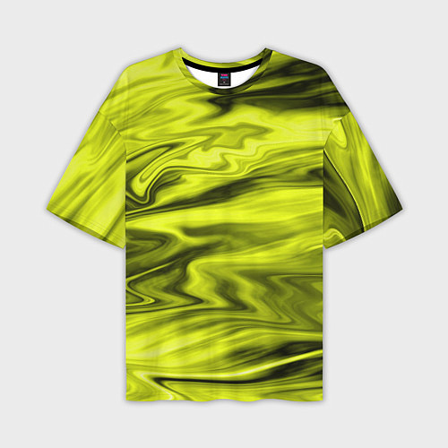 Мужская футболка оверсайз Неоновый желтый с черным абстрактный узор / 3D-принт – фото 1