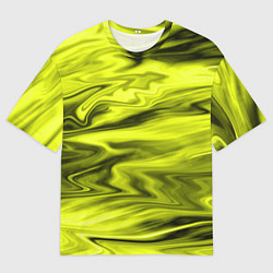 Футболка оверсайз мужская Неоновый желтый с черным абстрактный узор, цвет: 3D-принт