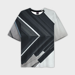 Мужская футболка оверсайз Абстрактные геометрические линии - Белый