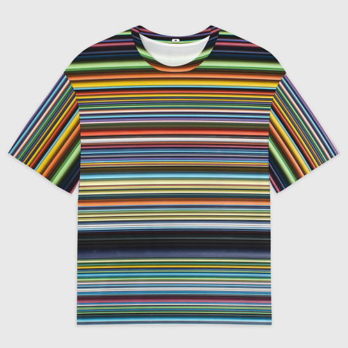 Мужская футболка оверсайз Абстрактное множество разноцветных линий / 3D-принт – фото 1