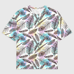 Футболка оверсайз мужская Текстура перьев, цвет: 3D-принт