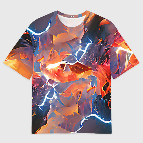 Мужская футболка оверсайз Fire thunder / 3D-принт – фото 1