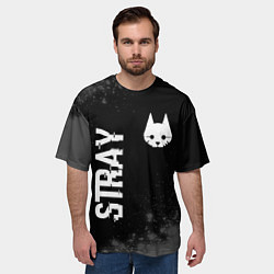Футболка оверсайз мужская Stray Glitch на темном фоне, цвет: 3D-принт — фото 2