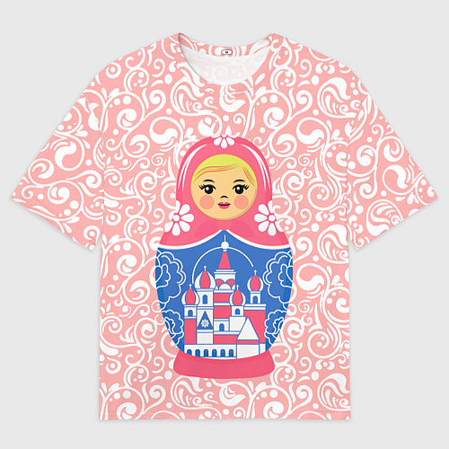 Мужская футболка оверсайз Матрешка в узорах / 3D-принт – фото 1