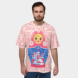 Футболка оверсайз мужская Матрешка в узорах, цвет: 3D-принт — фото 2