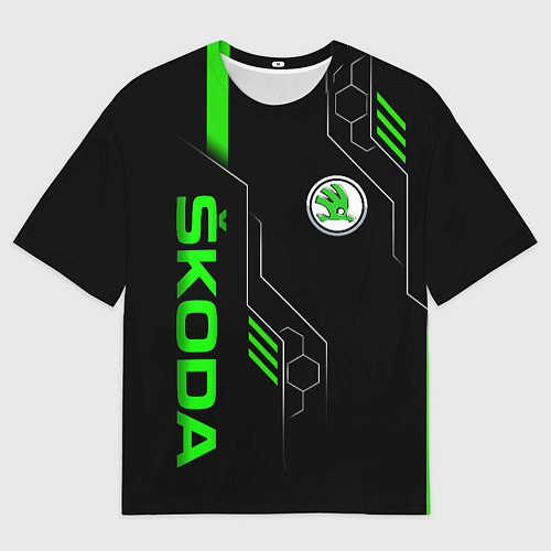 Мужская футболка оверсайз SKODA - БРОНЯ БУДУЩЕГО / 3D-принт – фото 1