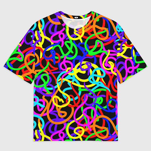 Мужская футболка оверсайз Неоновый беспорядок / 3D-принт – фото 1