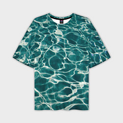 Мужская футболка оверсайз Абстрактные волны в воде - Тёмно-зелёный