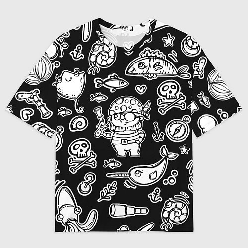 Мужская футболка оверсайз Пират и его окружение - паттерн / 3D-принт – фото 1