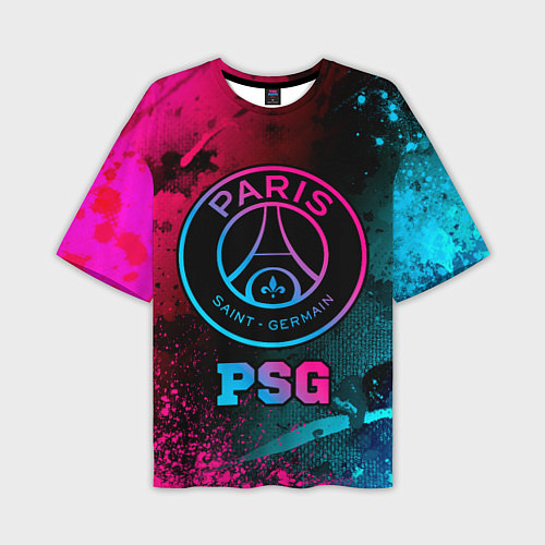 Мужская футболка оверсайз PSG - neon gradient / 3D-принт – фото 1