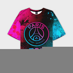 Мужская футболка оверсайз PSG - neon gradient