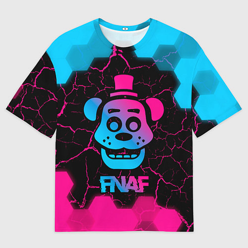 Мужская футболка оверсайз FNAF мишка - neon gradient / 3D-принт – фото 1