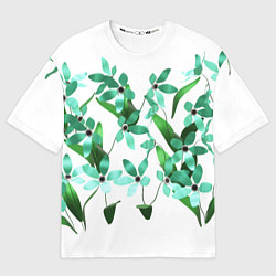Футболка оверсайз мужская Flowers green light, цвет: 3D-принт