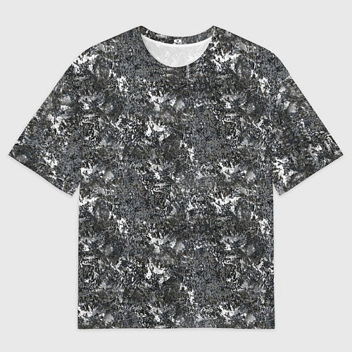 Мужская футболка оверсайз Темно серый графитовый с текстурой камня / 3D-принт – фото 1