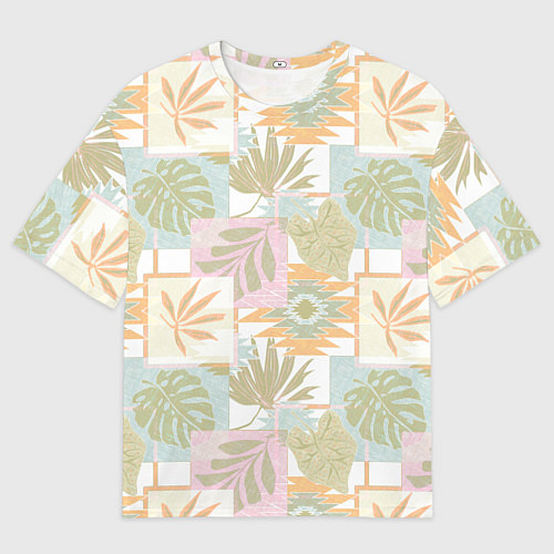 Мужская футболка оверсайз Этнический, тропический лоскутный / 3D-принт – фото 1