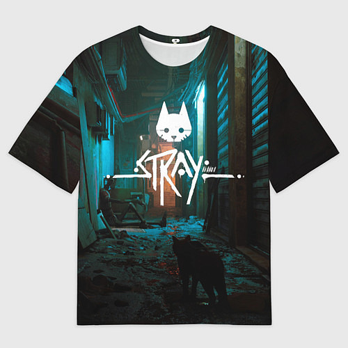 Мужская футболка оверсайз Stray - киберпанк / 3D-принт – фото 1