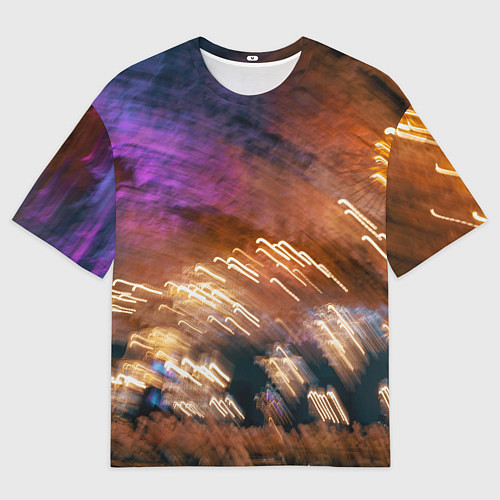 Мужская футболка оверсайз Неоновые огни и краска во тьме - Оранжевый / 3D-принт – фото 1