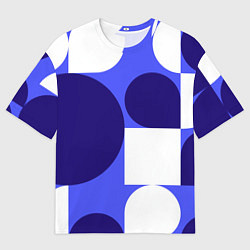 Мужская футболка оверсайз Абстрактный набор геометрических фигур - Синий фон