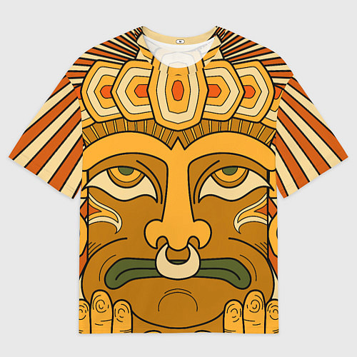 Мужская футболка оверсайз Polynesian tiki CALM / 3D-принт – фото 1