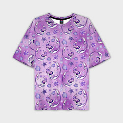 Мужская футболка оверсайз Танцующие русалки на фиолетовом