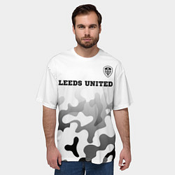 Футболка оверсайз мужская Leeds United sport на светлом фоне: символ сверху, цвет: 3D-принт — фото 2