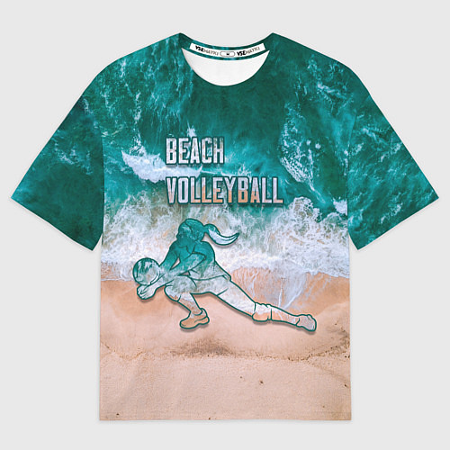 Мужская футболка оверсайз Beach volleyball ocean theme / 3D-принт – фото 1
