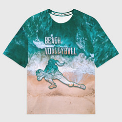 Футболка оверсайз мужская Beach volleyball ocean theme, цвет: 3D-принт
