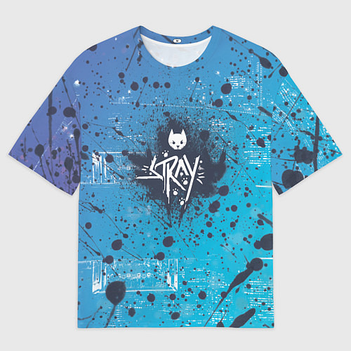 Мужская футболка оверсайз Stray приключение котика / 3D-принт – фото 1
