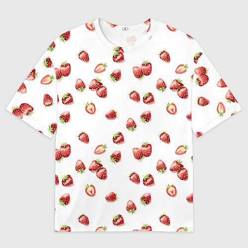 Мужская футболка оверсайз Клубничка, паттерн / 3D-принт – фото 1